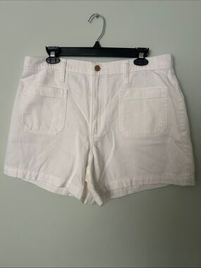 Women's White Denim Jean Shorts with Front Patch Pockets
